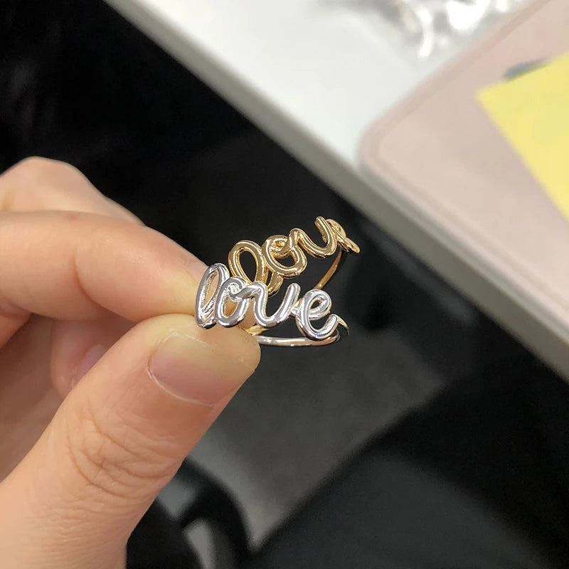 Geometric LOVE Letter Ring