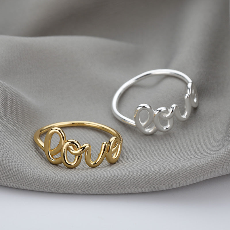 Geometric LOVE Letter Ring
