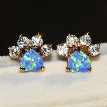 Crystal Cat Paw Earrings