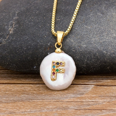 Initial Pearl Pendant Necklace