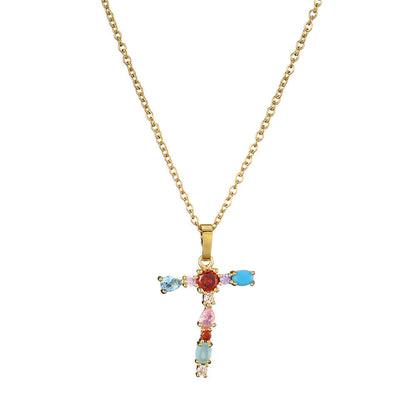 Gold Crystal Initial Pendant Necklace