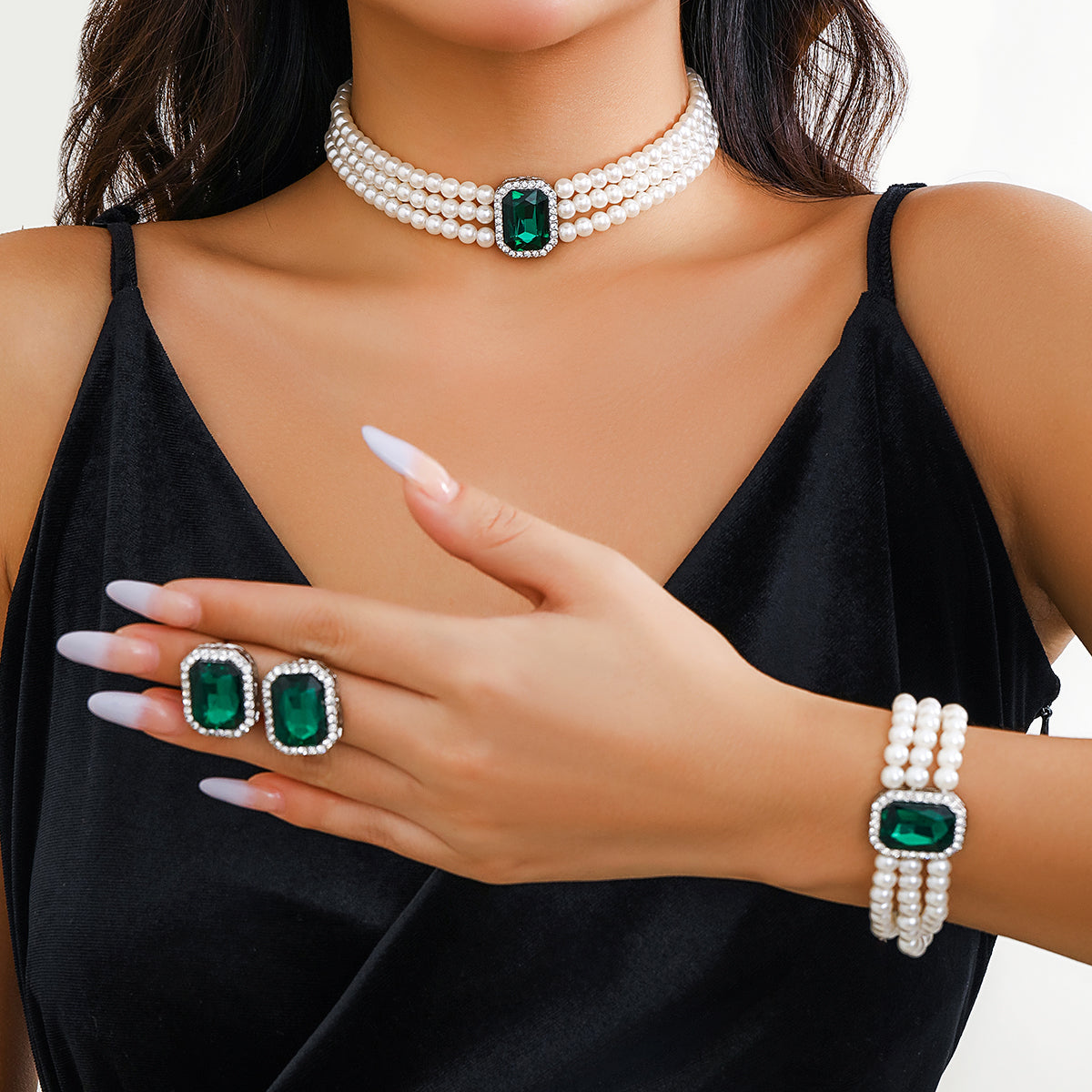 3pc Pearl Crystal Set