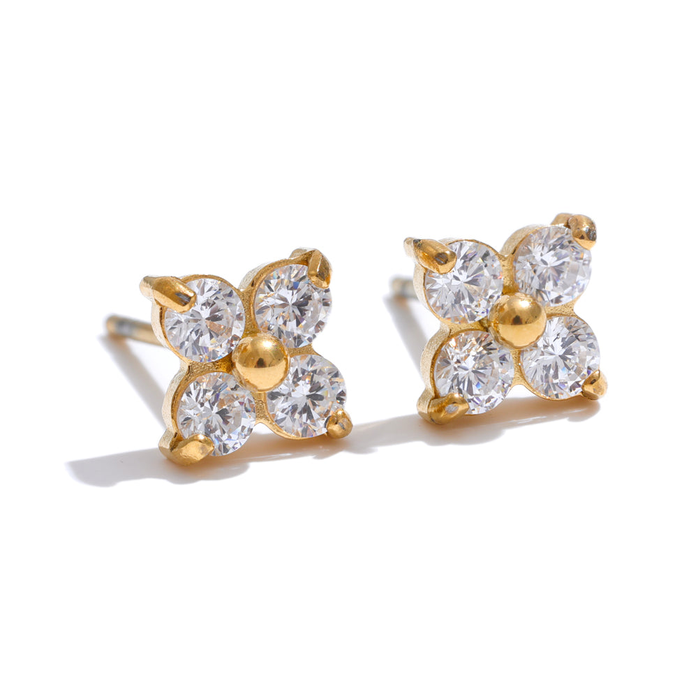 Mini Crystal Flower Stud Earrings
