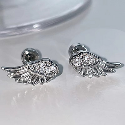 Silver Angel Wing Stud Earrings