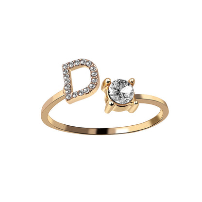 Crystal Initial Open Ring