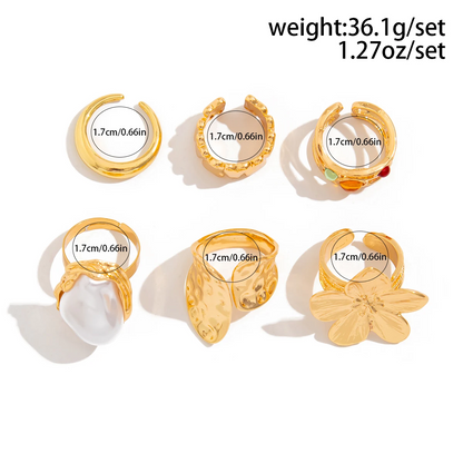 Irregular Floral Baroque Ring Set