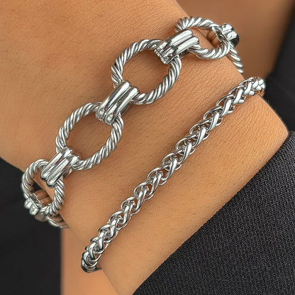 Gold Twisted Link Statement Bracelet