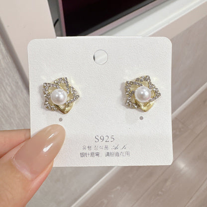 Pearl Petal Flower Stud Earrings