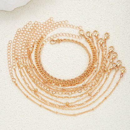 10pc Dainty Gold Chain Bracelet Set