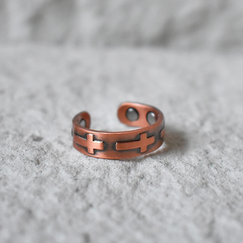 Cross Magnetic Copper Ring