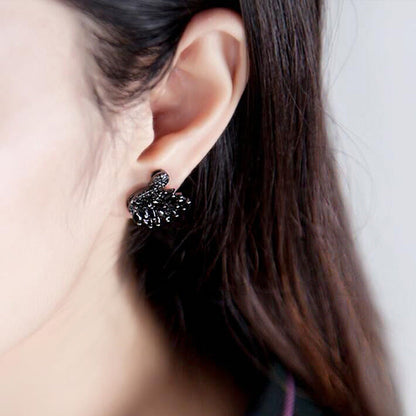 Crystal Swan Stud Earrings
