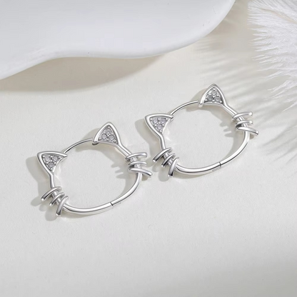 Hollow Cat Hoop Earrings