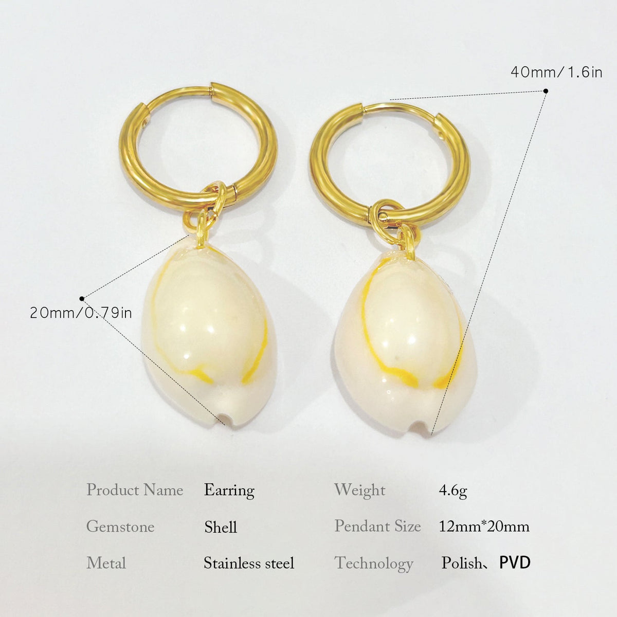 Cowrie Shell Hoop Earrings