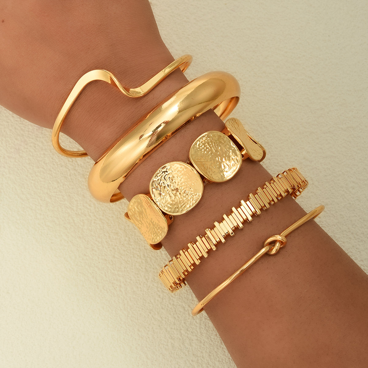 6pc Bold Geometric Bracelet Stack