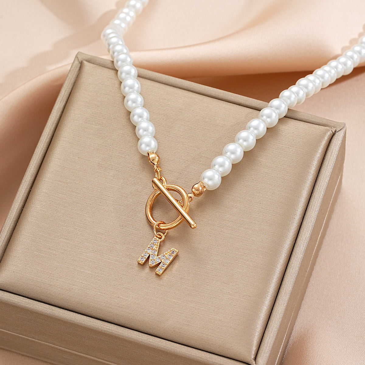 Pearl Beaded Alphabet Keychain