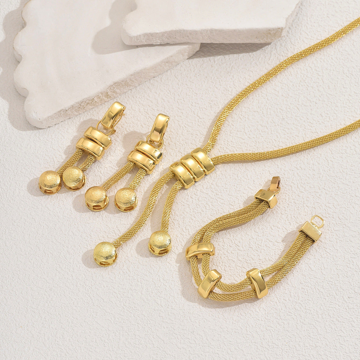 3pc Textured Drop Jewelry Set