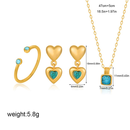 18k Gold Blue Zircon Jewelry Set