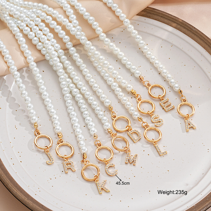 Pearl Initial Toggle Necklace