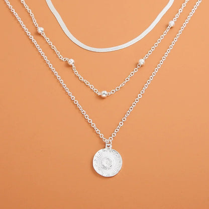 3-Layer Gold Sunflower Pendant Necklace