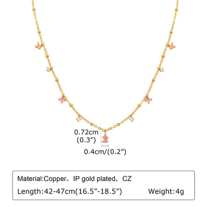 Dainty Red Gemstone Charm Necklace