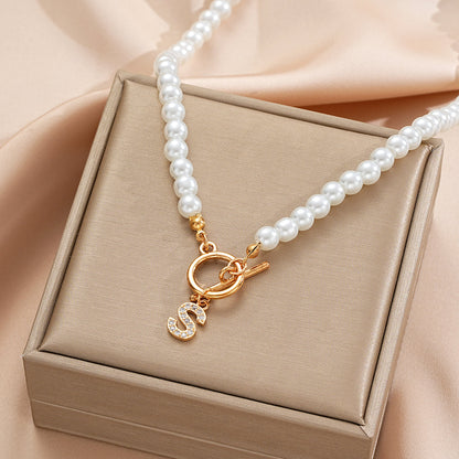 Pearl Beaded Alphabet Keychain