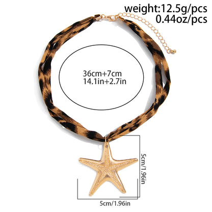 Leopard Velvet Floral Pendant Choker