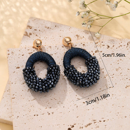 Beaded Gold Cluster Stud Earrings