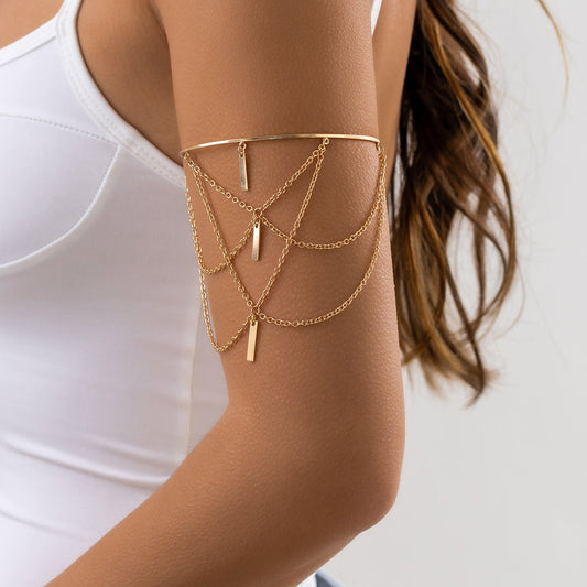 Gold Chain Tassel Arm Bracelet