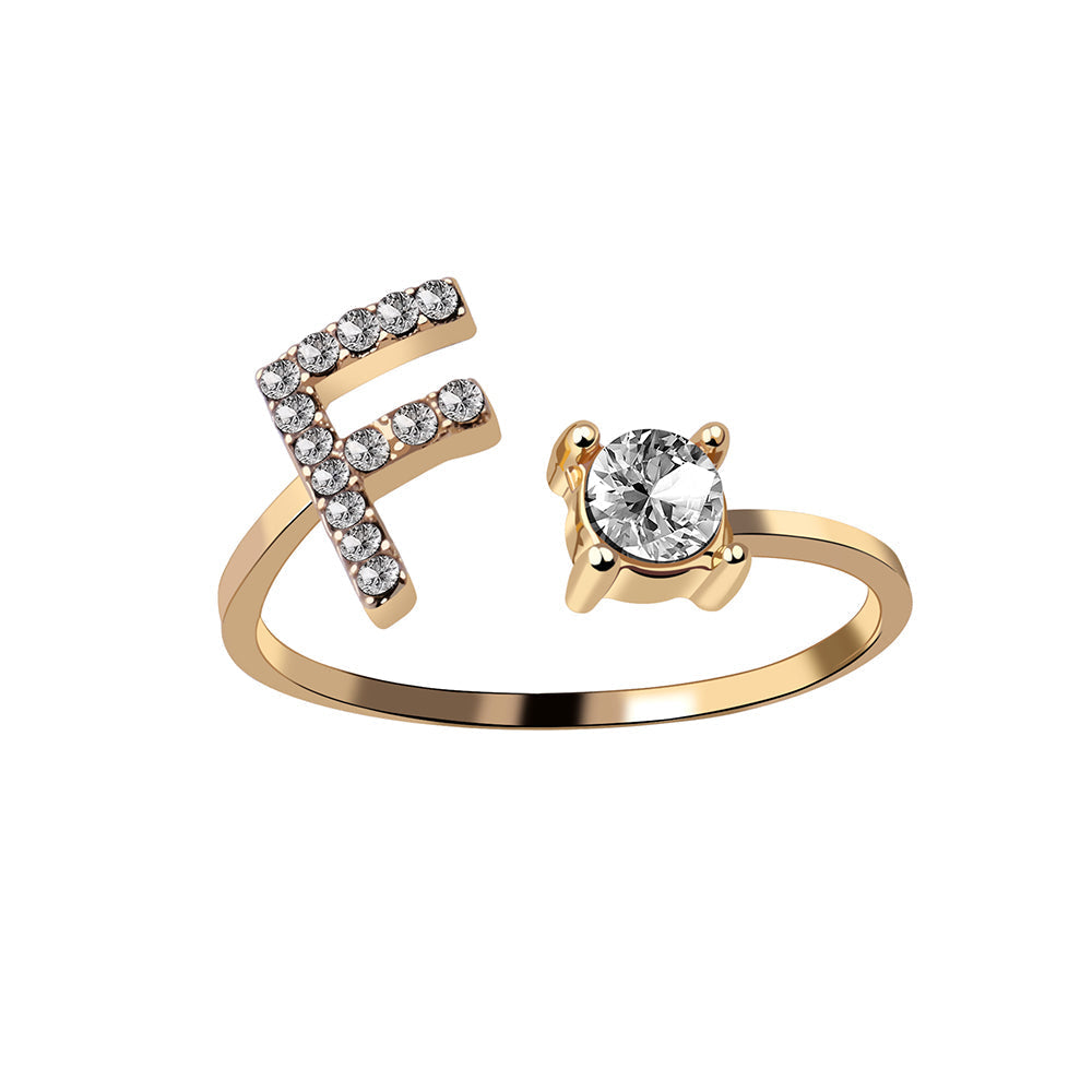 Crystal Initial Open Ring