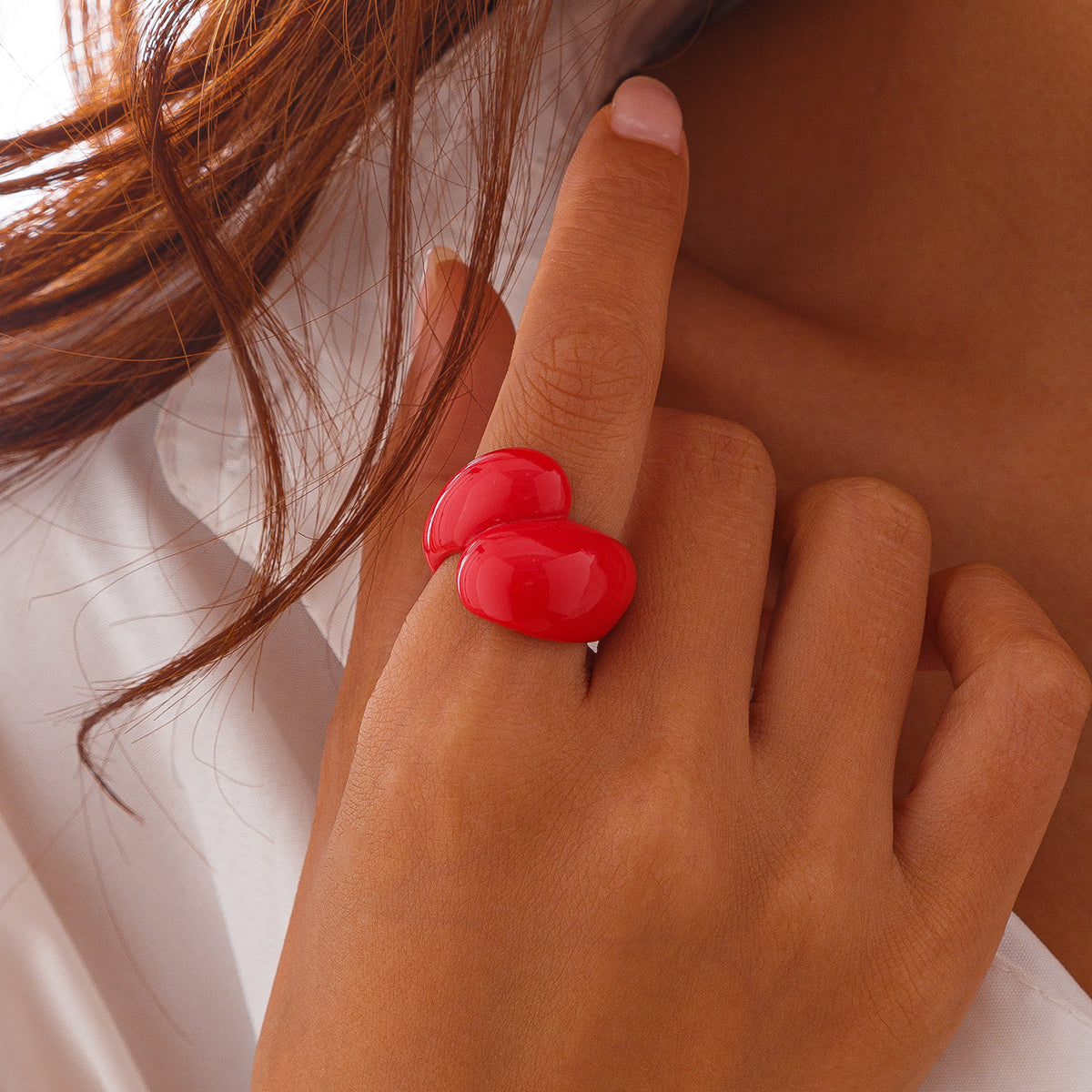 Multicolor Resin Water Drop Chunky Ring