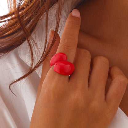 Multicolor Resin Water Drop Chunky Ring