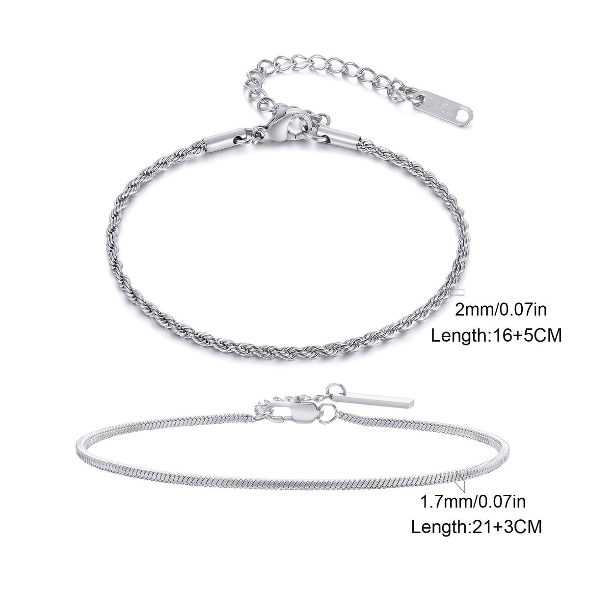 2pc Textured Chain Bracelet Set