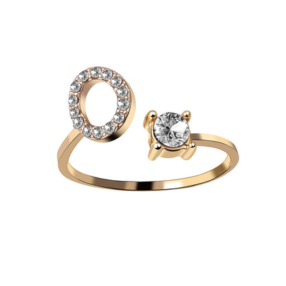 Crystal Initial Open Ring