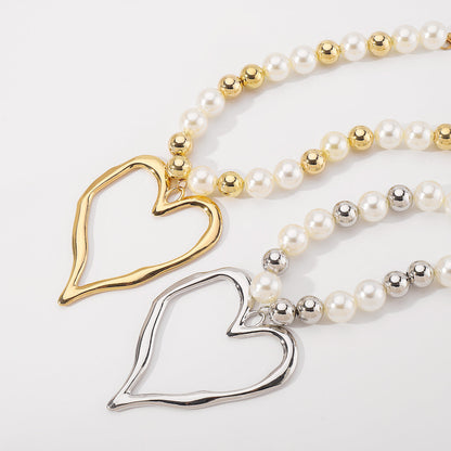 Steampunk Heart Pearl Necklace