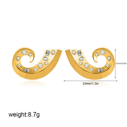 Zircon Conch Stud Earrings