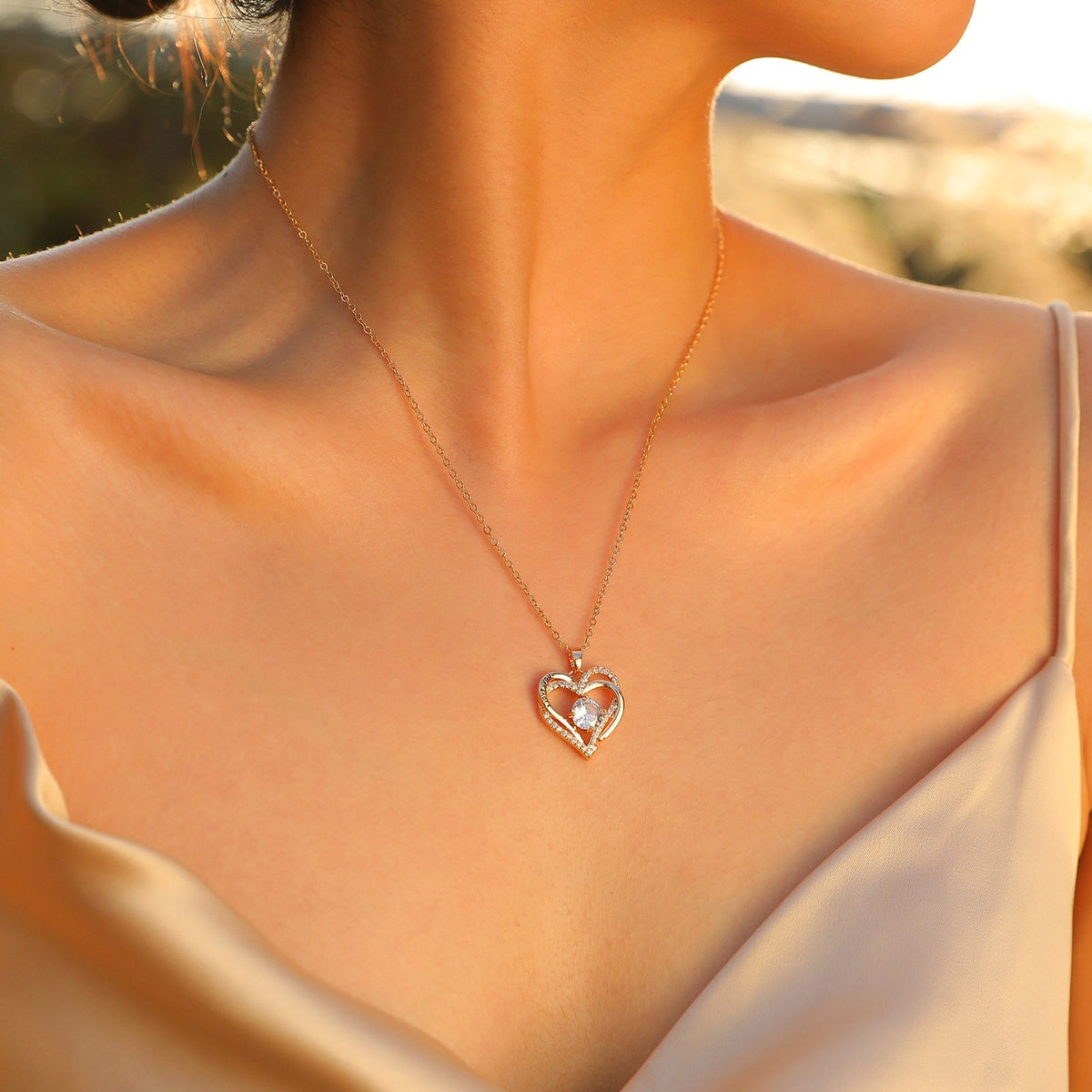 Birthstone Heart Pendant Necklace