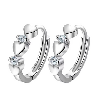 Three Hearts Hoop Earrings