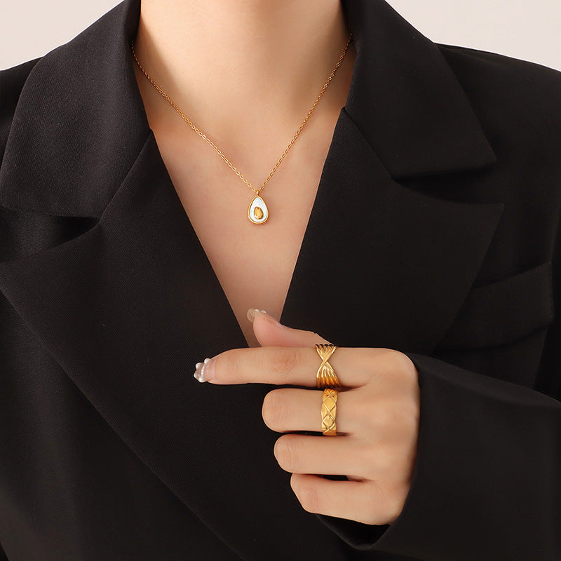Gold & Mother of Pearl Teardrop Jewelry Set