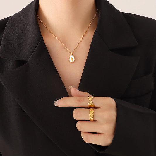 Gold & Mother of Pearl Teardrop Jewelry Set
