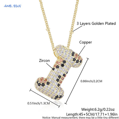 Leopard Print Bling Initial Pendant Necklace