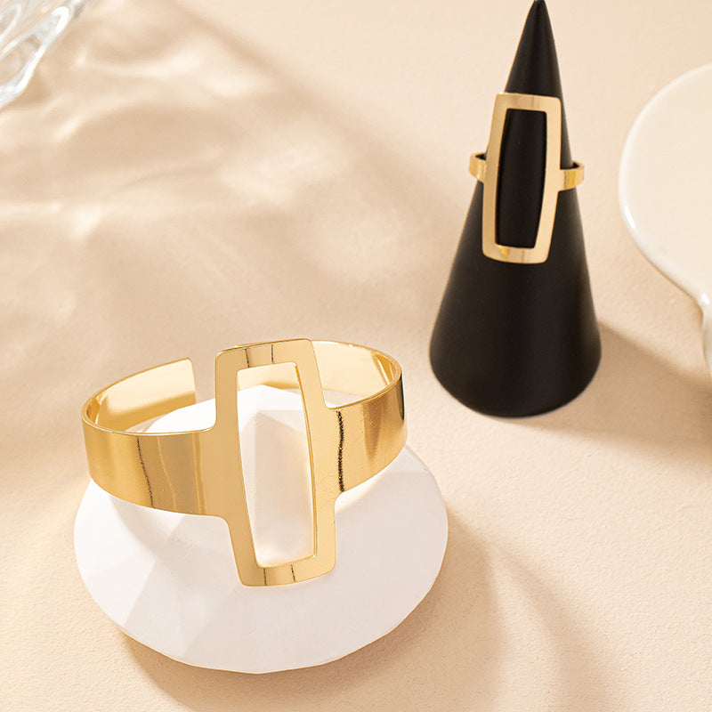 2pc Square Ring Bracelet Set