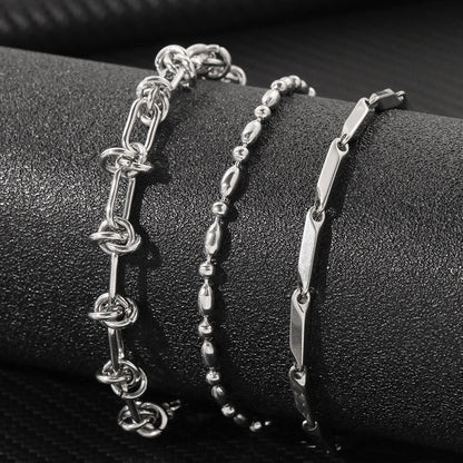 3pc Textured Chain Bracelet Set