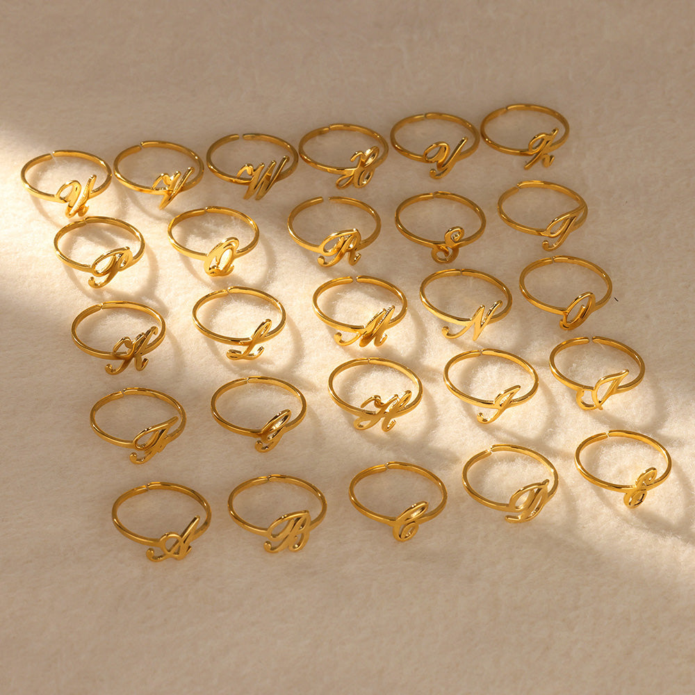 Gold Initial Letter Ring