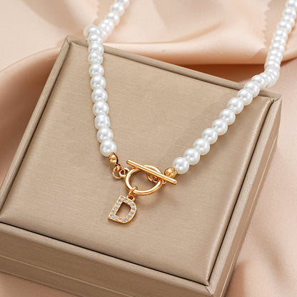Pearl Beaded Alphabet Keychain