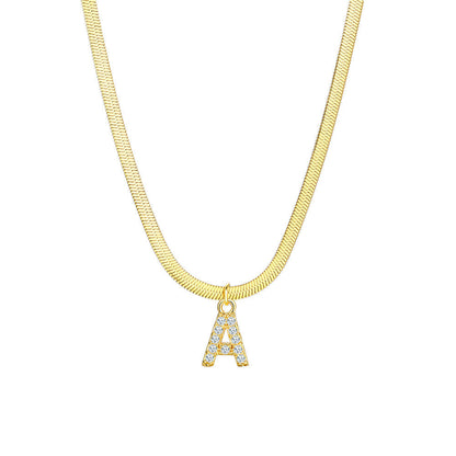 Gold Snake Chain Initial Necklace