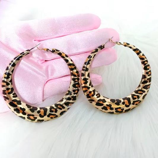 Leopard Print Hoop Earrings