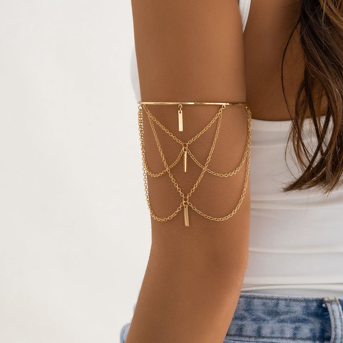 Gold Layered Chain Arm Cuff