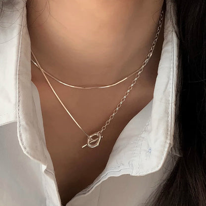 Double Layer Toggle Clasp Chain Necklace