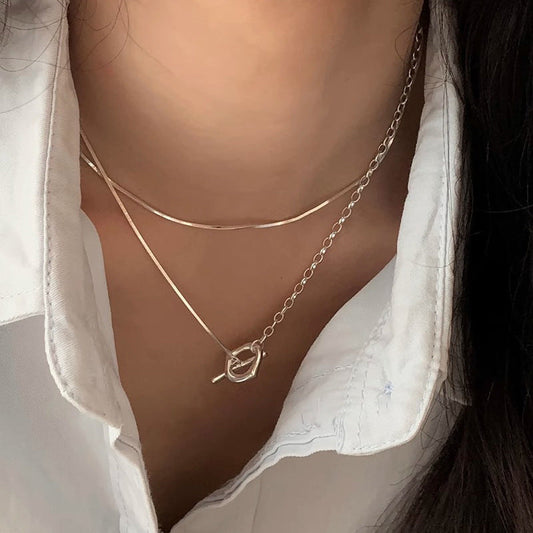 Double Layer Toggle Clasp Chain Necklace