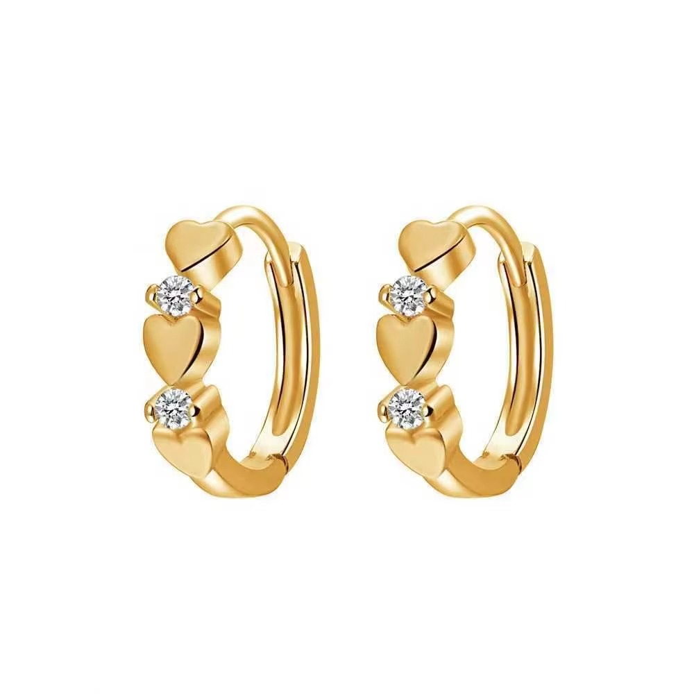 Three Hearts Hoop Earrings